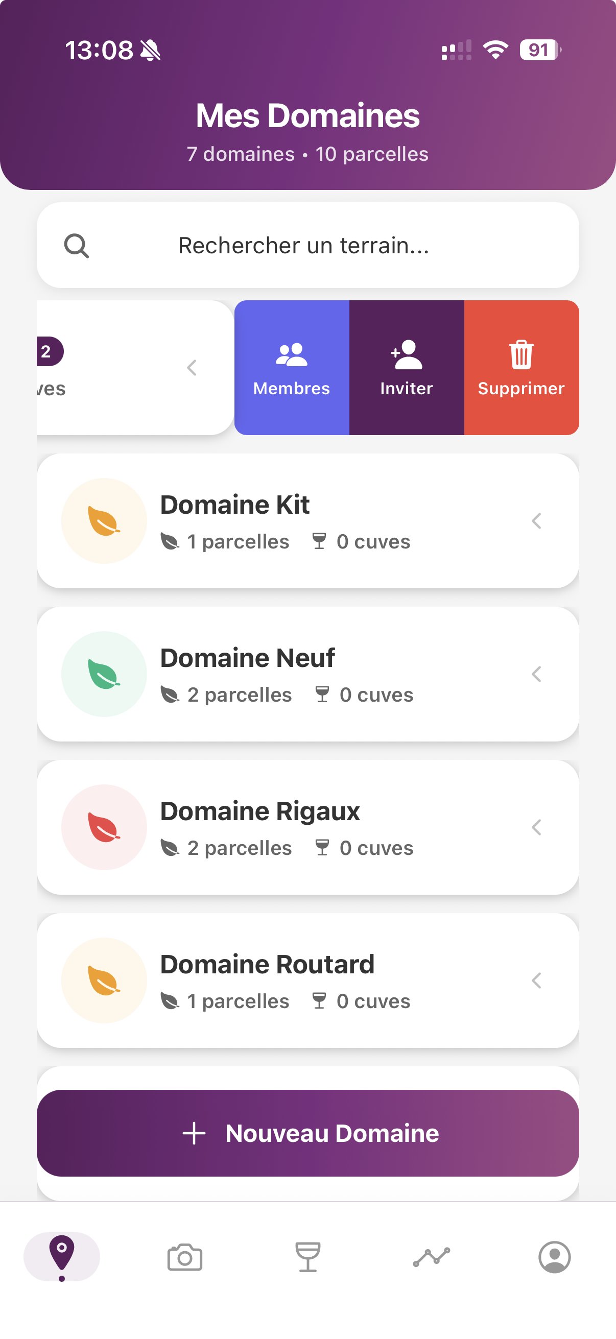 Actions de gestion des membres du domaine