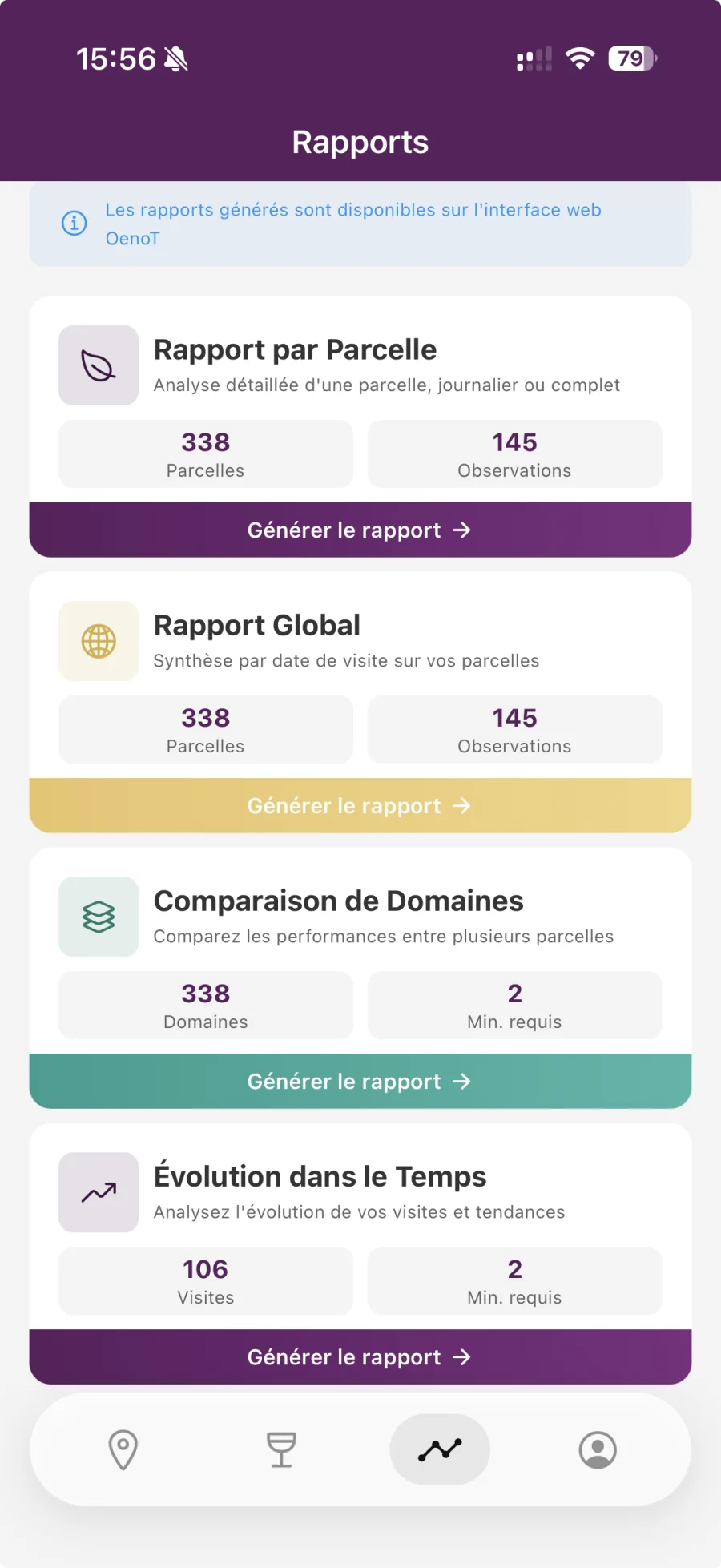 Report options available on mobile